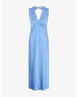 OMNES Nova Tie-Back Satin Maxi Dress - Blue