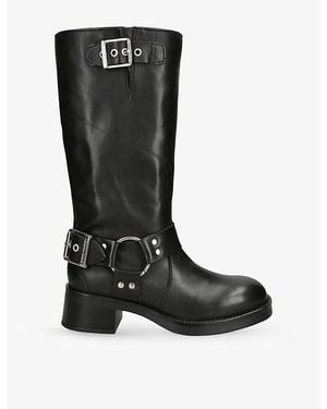 Steve Madden Beau Buckled Leather Boots - Black