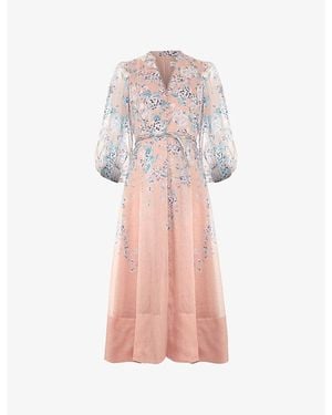 Phase Eight Alison Floral-Print Woven Midi Dress - Pink