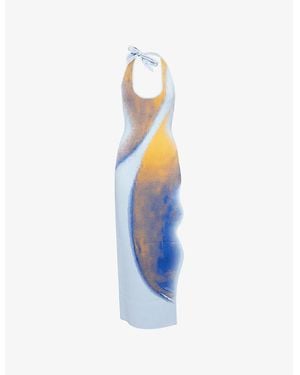 Ph5 Noah Halterneck Knitted Midi Dress - Blue