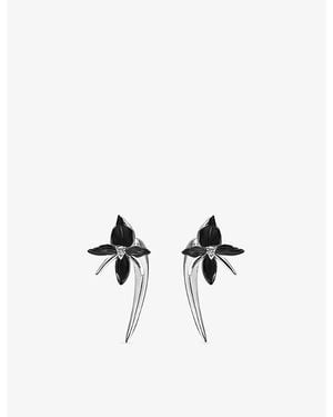 Shaun Leane Orchid Talon Sterling And Diamond Drop Earrings - White