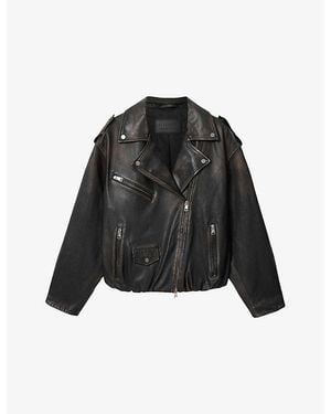 AllSaints Samina Regular-Fit Leather Biker Jacket - Black