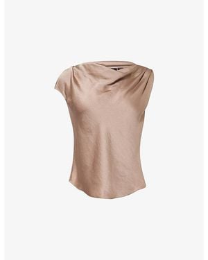 Theory Cowl-Neck Woven Top - Brown