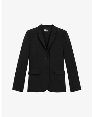 The Kooples Notched-Lapel Stretch-Woven Blazer - Black