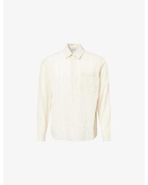 Percival Lorenzo Pearce Striped Woven Shirt - White