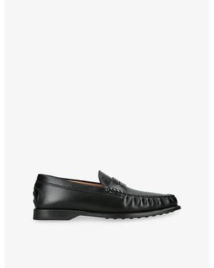 Tod's Arricciato Leather Loafers - Black