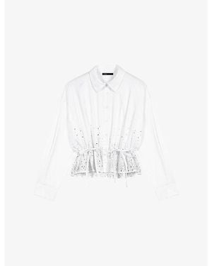 Maje Rhinestone-Embellished Cotton Shirt - White