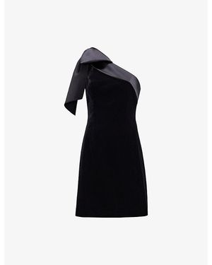 Phase Eight Sofia Bow-Embellished Velvet Mini Dress - Black