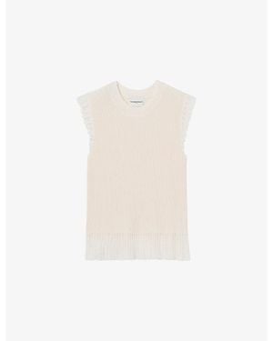 Claudie Pierlot Sleeveless Ribbed Knitted Top - White