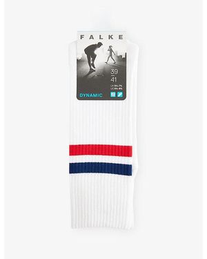 FALKE Dynamic Stripe-Trim Stretch-Cotton Socks - White