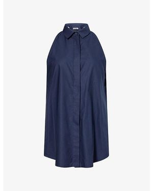 DARKPARK Vanessa Button Sleeveless Cotton Shirt - Blue