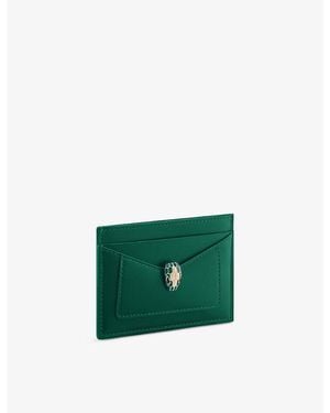 BVLGARI Serpenti Forever Leather Card Holder - Green
