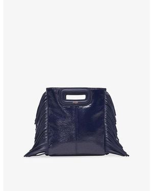 Maje Mini M Branded Leather Bag - Blue