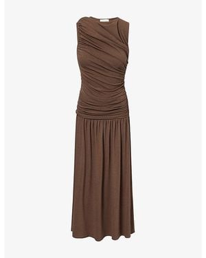 Dissh Lola Ruched Cotton-Blend Maxi Dress - Brown