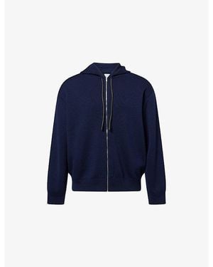 Bottega Veneta Relaxed-Fit Drawstring Wool-Blend Hoody - Blue