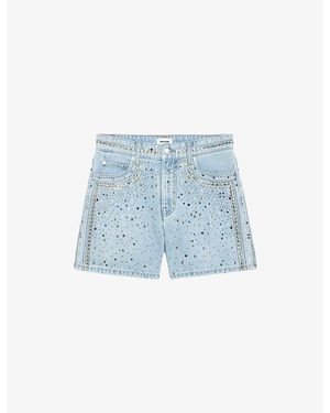 Zadig & Voltaire Sadys Stud-Embellished Stretch-Denim Shorts - Blue
