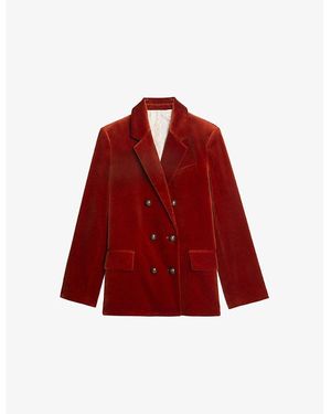 Zadig & Voltaire Vaska Double-Breasted Cotton-Velvet Blazer - Red
