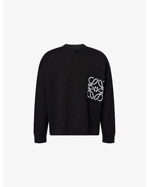 Loewe Anagram Patch-Pocket Cotton-Knit Jumper - Black