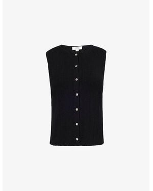 Vince Ribbed Sleeveless Knitted Top - Black