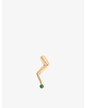 La Maison Du Couturier Selda Lightning Medium 14Ct Rose- And Emerald Single Stud Earring - White
