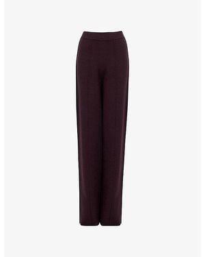 eem Pintuck-Detail Wide-Leg Mid-Rise Knitted Trousers - Purple