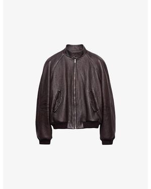 Prada Leather Bomber Jacket - Brown