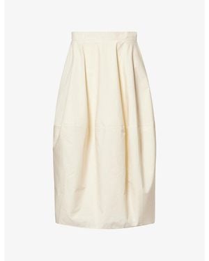 Yasmina Q Mirabelle Sculptural Cotton Midi Skirt - Natural