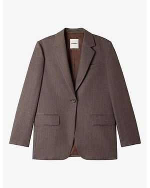 Sandro Tailored Lapel-Collar Wool Suit Jacket - Brown
