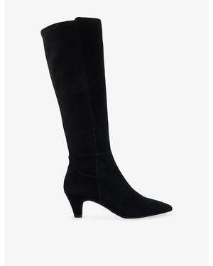 Dune Sera Wide-Fit Suede Heeled Knee-High Boots - Black
