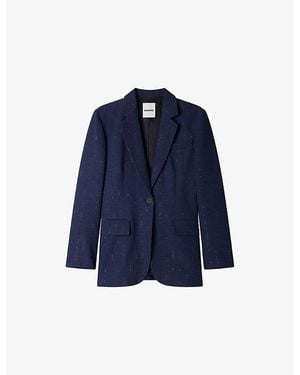 Sandro Sequin-Stripe Single-Breasted Woven Blazer - Blue