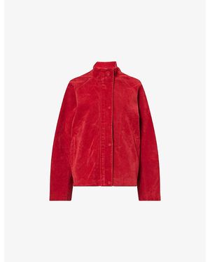 Sisters & Seekers Lady Long-Sleeve Faux-Suede Jacket - Red