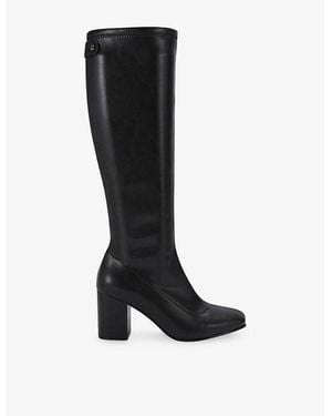 Carvela Kurt Geiger Strut Faux-Leather Heeled Knee-High Boots - Black