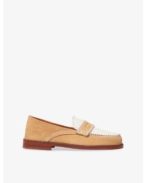 Claudie Pierlot Contrast-Stitch Suede Loafers - Brown