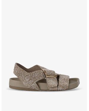 VIP【関税送料無料】希少 Loewe Ease Buckle Sabot in suede Loewe Luxury Ease Buckle Sandal In Brushed Suede in White | Lyst