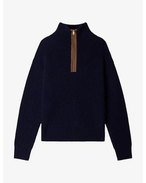 Sandro Half-Zip Wool And Cashmere Sweater - Blue
