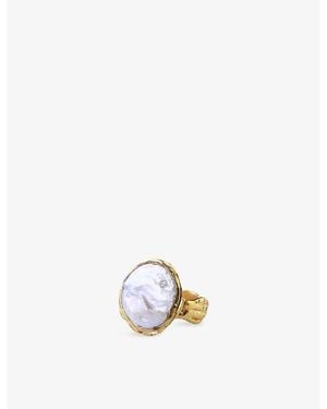La Maison Du Couturier Ece London The Aphrodite Baroque 22Ct Vermeil Zircon And Pearl Ring - Metallic