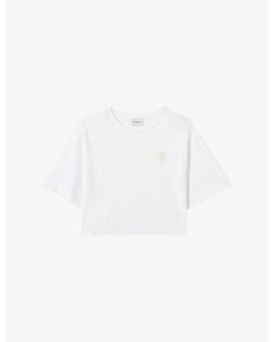 Claudie Pierlot Brand-Embroidered Short-Sleeved Cotton-Jersey T-Shirt - White