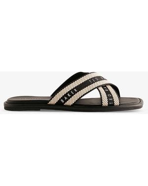 Ted Baker Ashika Branded-strap Flat Woven Sandals - Black