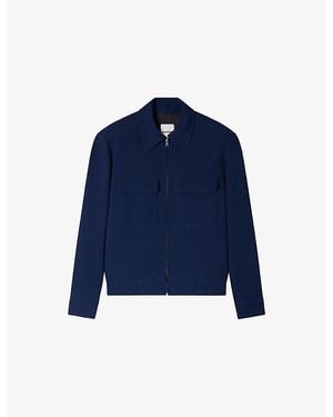 Sandro Textured Zip-Up Stretch-Woven Jacket - Blue