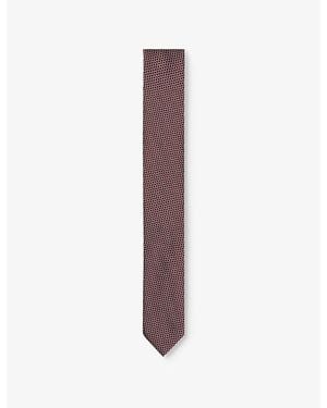 HUGO Jacquard-Pattern Silk-Blend Tie - Purple