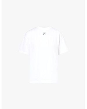 GYMSHARK Gs Power Brand-Print Oversized-Fit Cotton-Jersey T-Shirt - White
