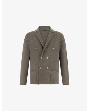 BOGGI Double-Breasted Knitted Cotton Jacket - Grey