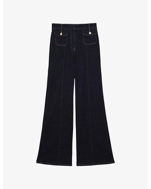 Reiss Ria Flared-Leg Stretch-Denim Jeans - Blue