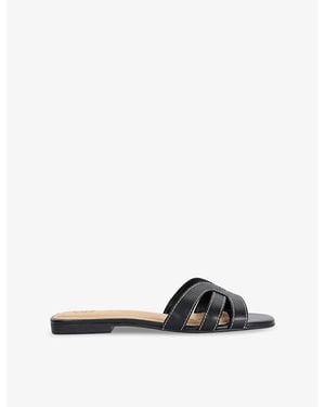 Dune Larissa Leather Sliders - Black