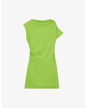 Reiss Freya Asymmetric Ruched Woven Mini Dress - Green