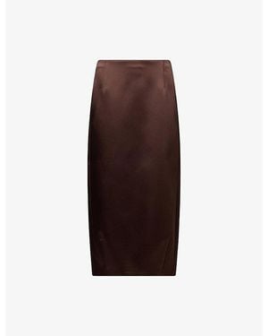 RÓHE Frames Balloon Column Satin Midi Skirt - Brown
