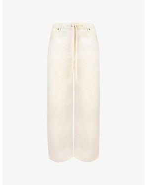 Ro&zo Drawstring-Waist Straight-Leg Denim Jeans - White