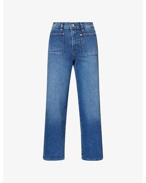 FRAME Le Slim Palazzo Cropped Stretch Denim Jeans - Blue