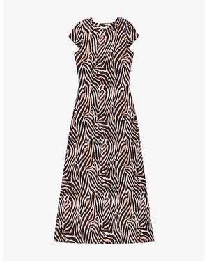 Ro&zo Zebra-Print Cap-Sleeve Jersey Maxi Dress - Brown