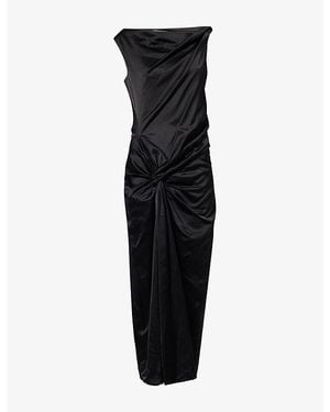 Dries Van Noten Dumas Draped Satin Midi Dress - Black